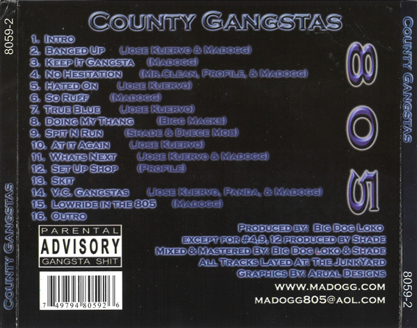 Madogg Musick Presents... 805 County Gangstas Chicano Rap